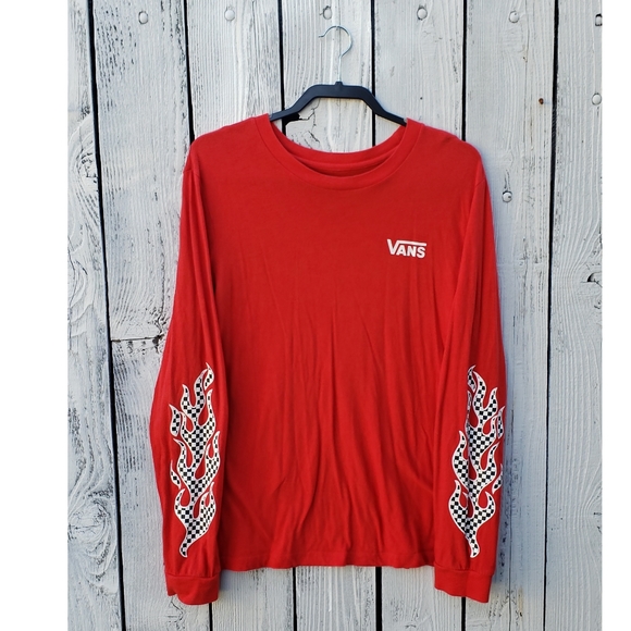 Vans Tops - Vans Long Sleeve Flame Checker Tee Shirt Size L